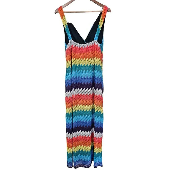 Adore Rainbow Crochet Maxi Dress Size L - Picture 2 of 4